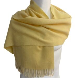 E.R. Fisher Scotland Cashmere Wool Scarf Soft Yellow Fringe